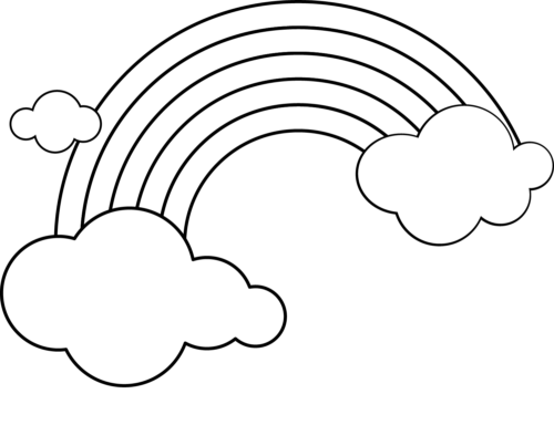 Rainbow and clouds coloring page