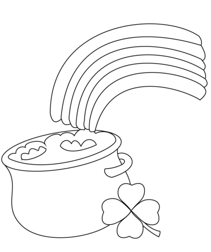 Rainbow and pot of gold coloring page