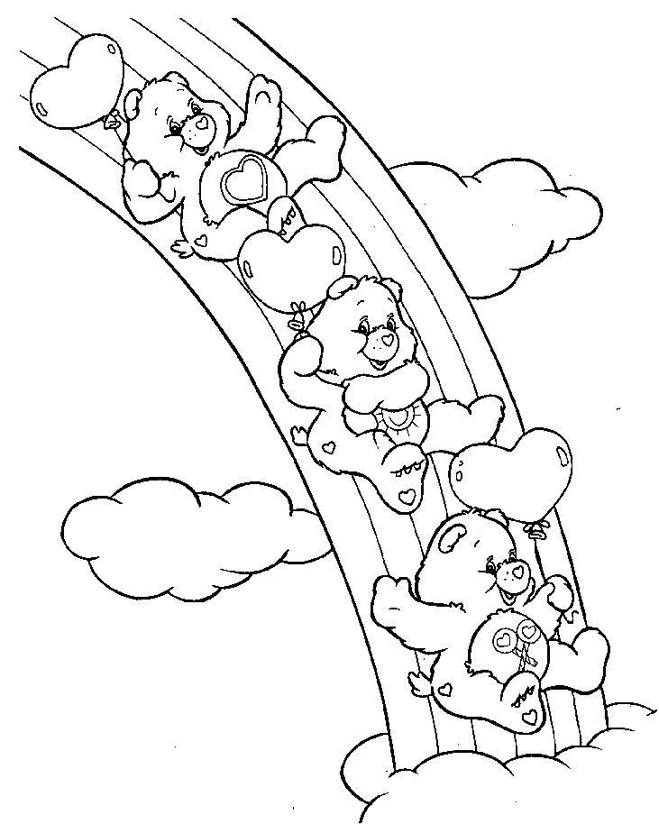 Rainbow care bears coloring page