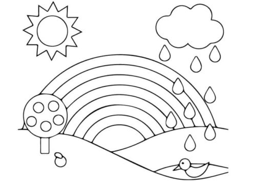 Rainbow coloring page for preschoolers