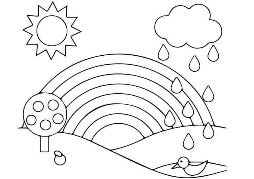 Rainbow coloring page for preschoolers