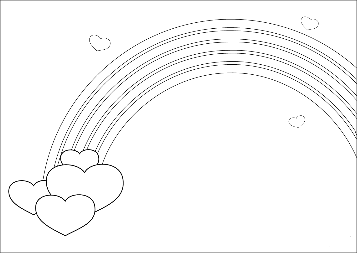 Rainbow with hearts coloring page