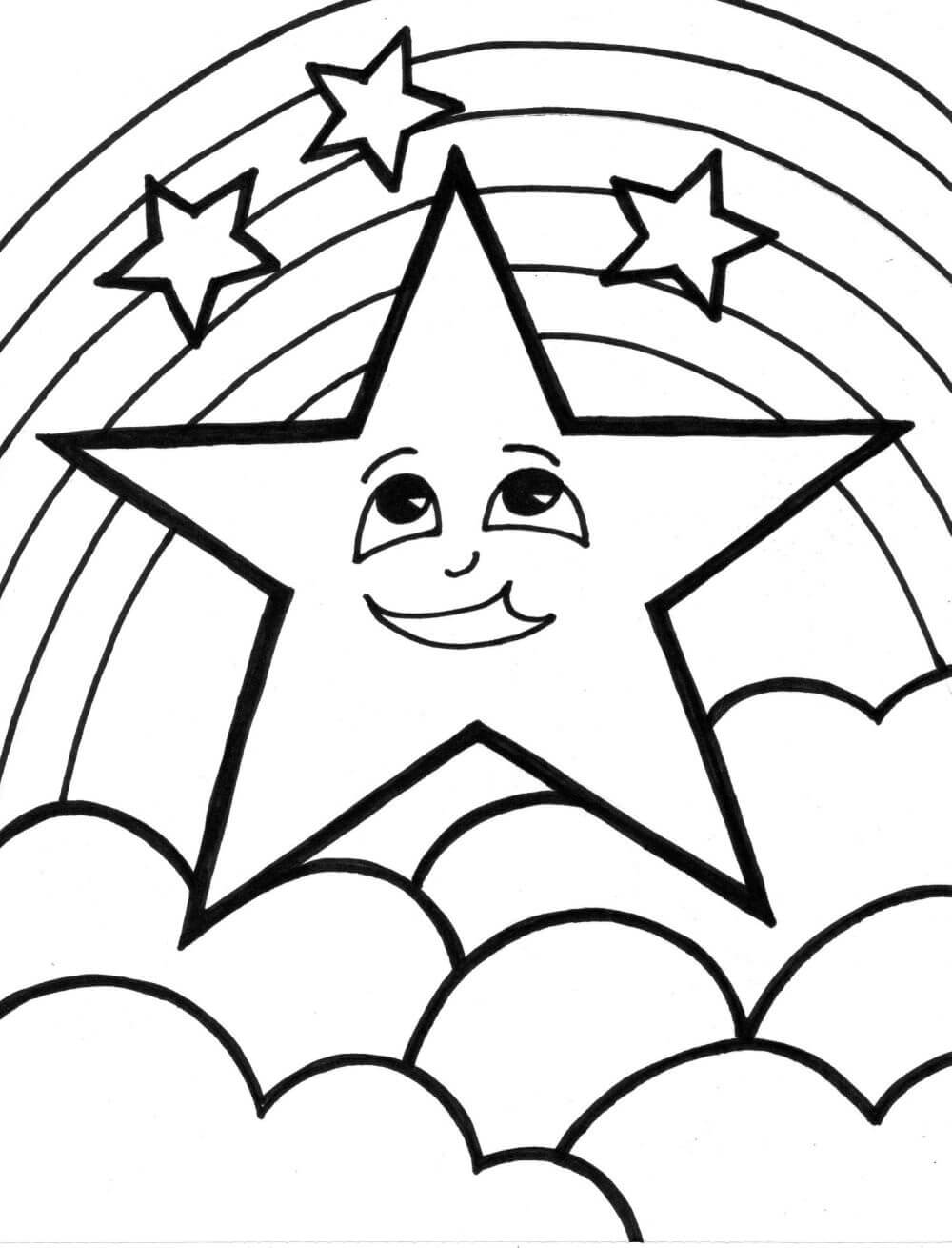 Stars and Rainbow coloring page