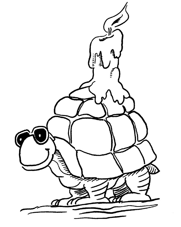 Turtle carrying a candle on its back