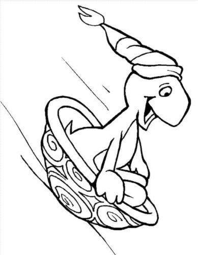 Turtle playing coloring page