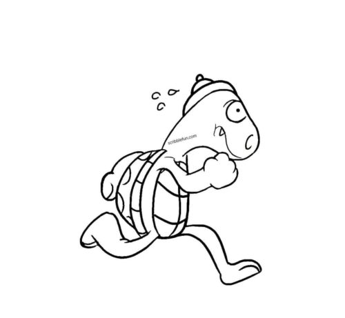 Turtle running coloring page