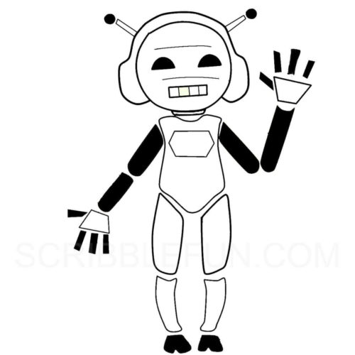 Female robot coloring page