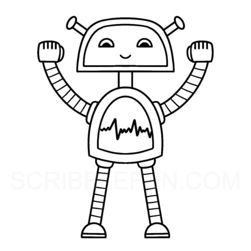 Simple robot coloring page