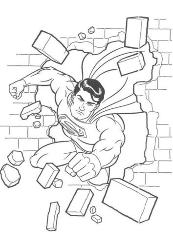 Superman breaking through the wall