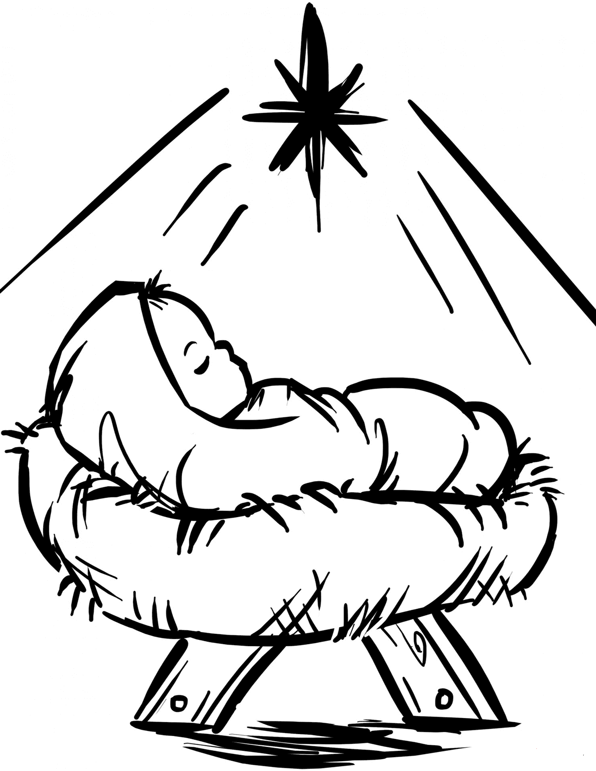 Baby Jesus Manger coloring page