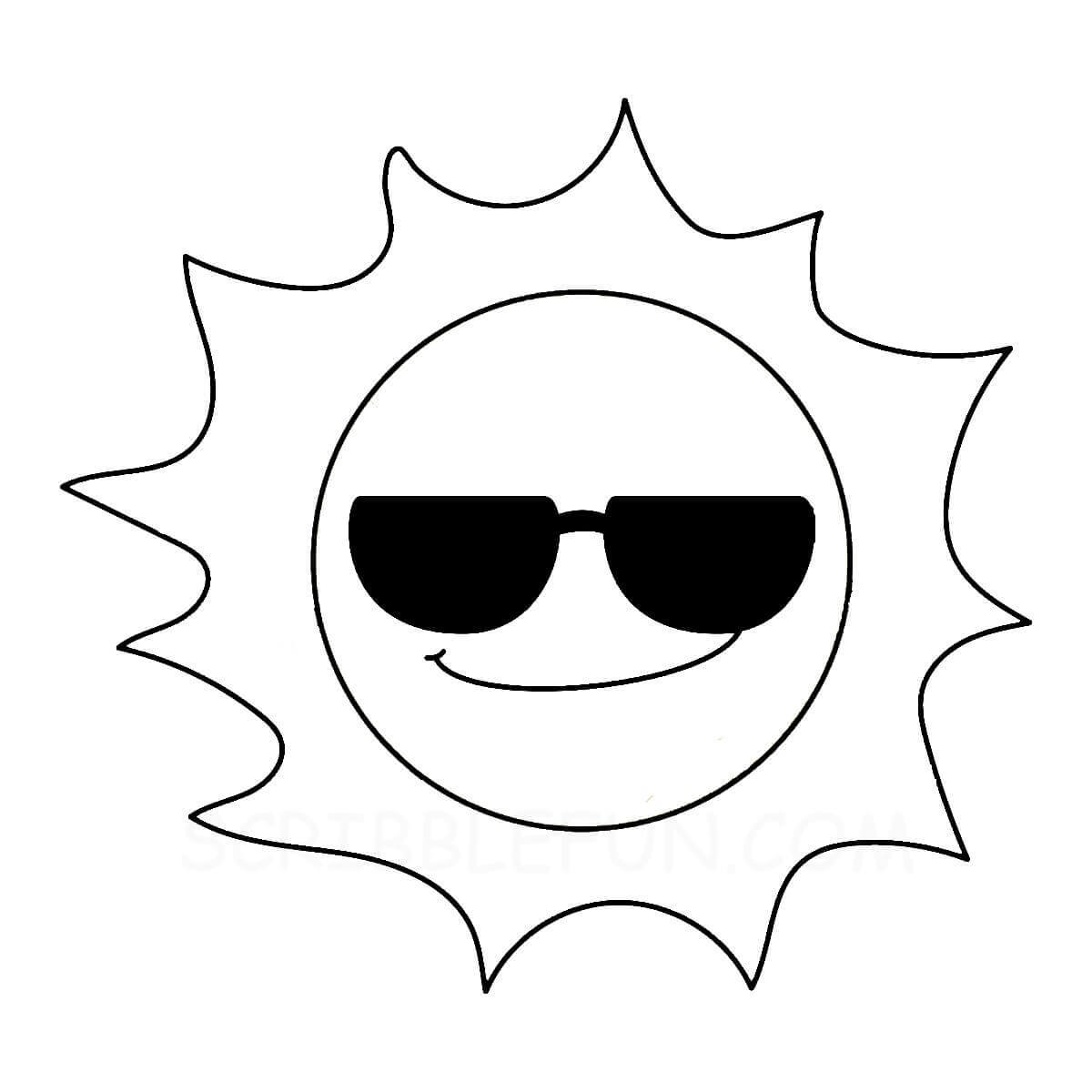 Cool sun coloring page