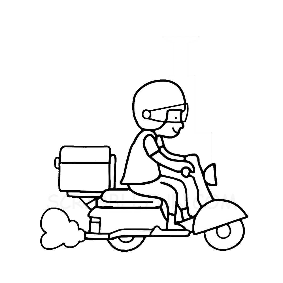 Food delivery boy coloring page
