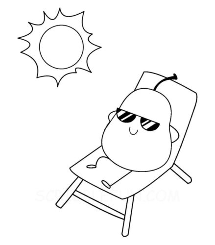Pear and sun coloring page