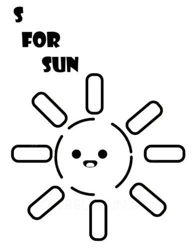 S for Sun coloring page