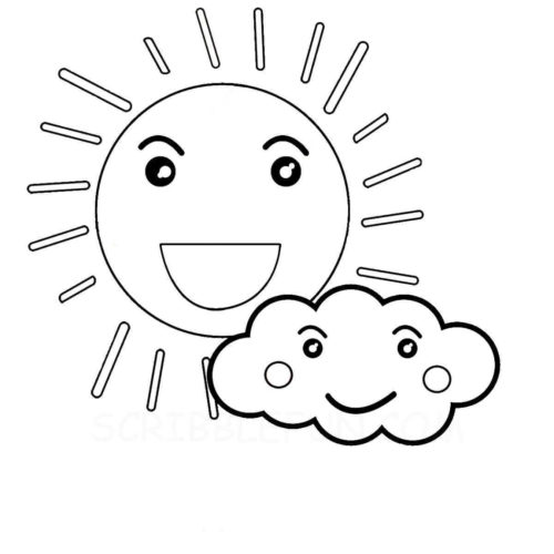 Sun and cloud coloring pages