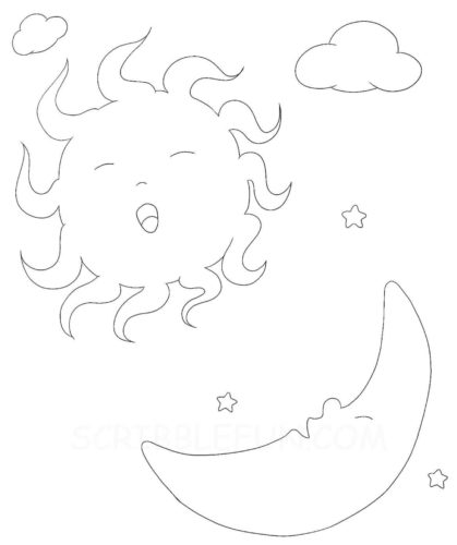 Sun and moon coloring page