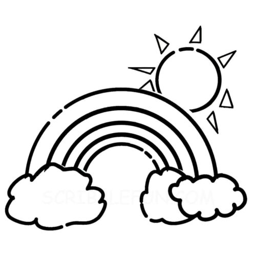 Sun and rainbow coloring page