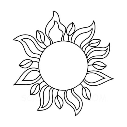 Sun shaped as a flower coloring page