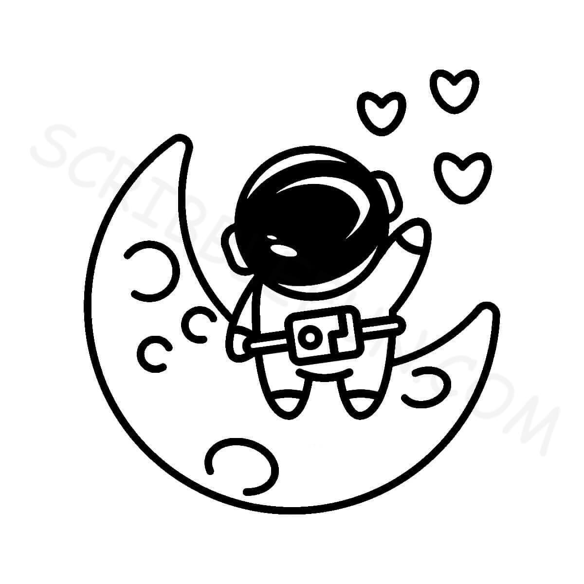 Astronaut sitting on a moon coloring page