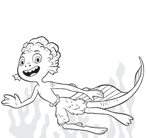 Luca as sea monster coloring page