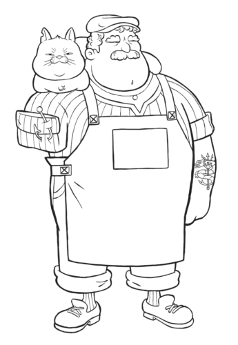 Massimo Marcovaldo and Cat Machiavelli Coloring Page