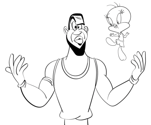 LeBron James and Tweety Bird Coloring Page