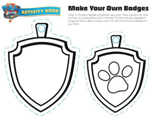 Paw Patrol movie activity sheets