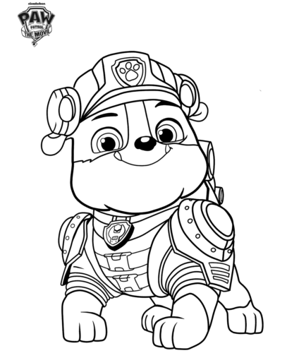 Rubble From Paw Patrol movie coloring page