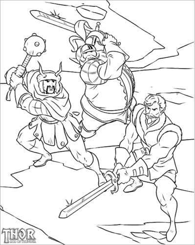 Hogan Volstagg and Fandral coloring page
