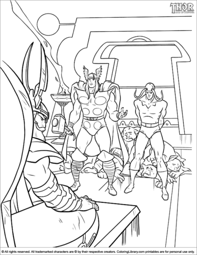 Thor Loki and Odin coloring page