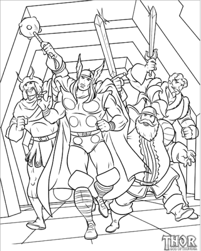 Thor the God of Thunder coloring pages