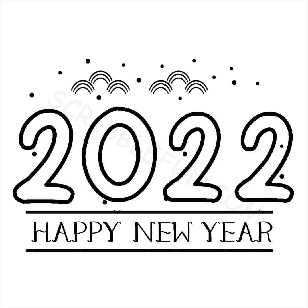 Happy new year 2022 coloring page