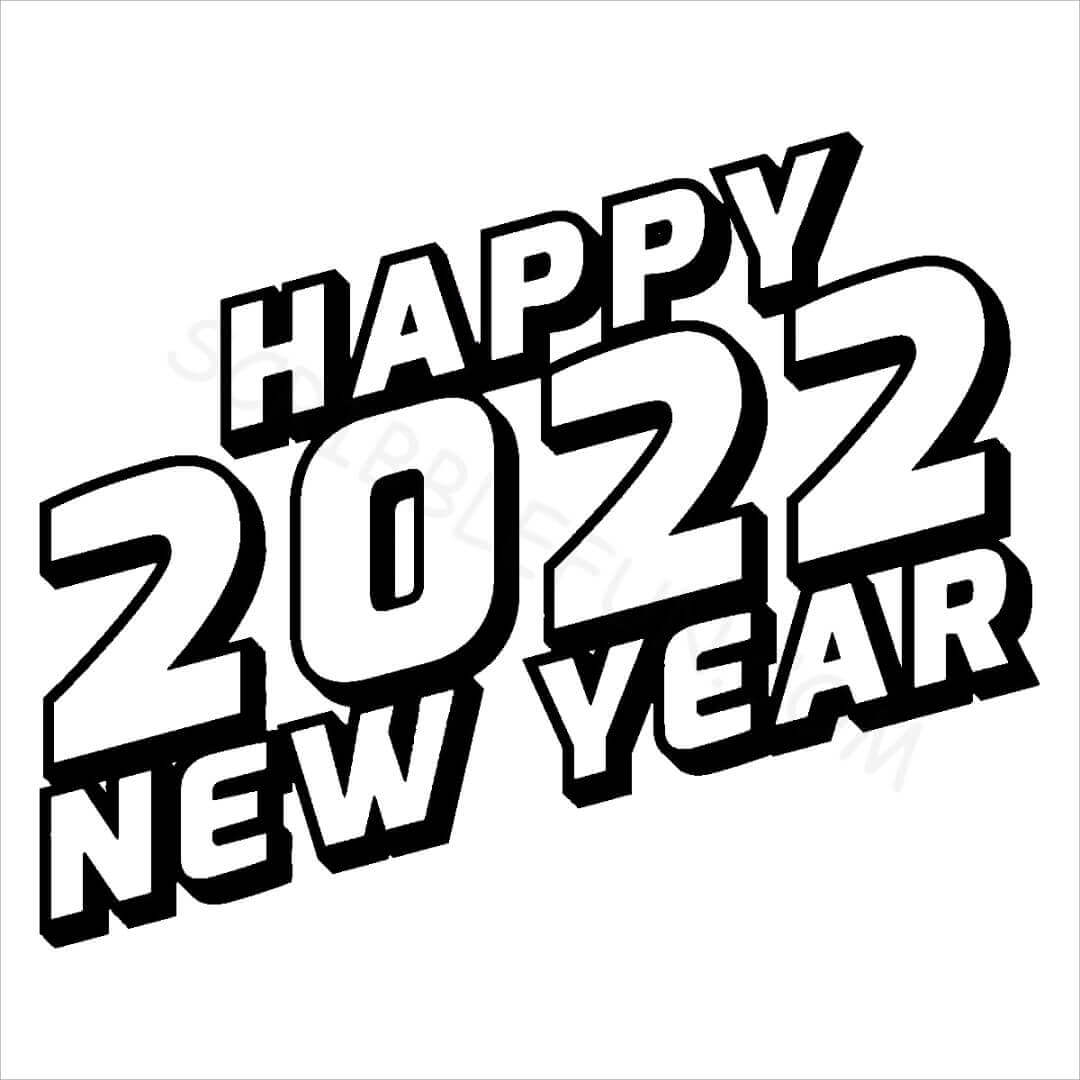 Happy new year 2022 coloring pages