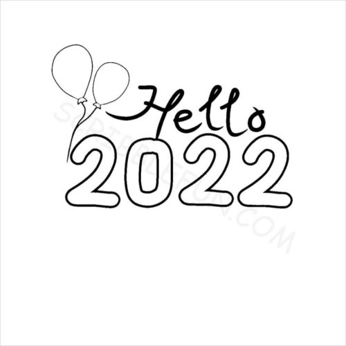 Hello 2022 coloring page