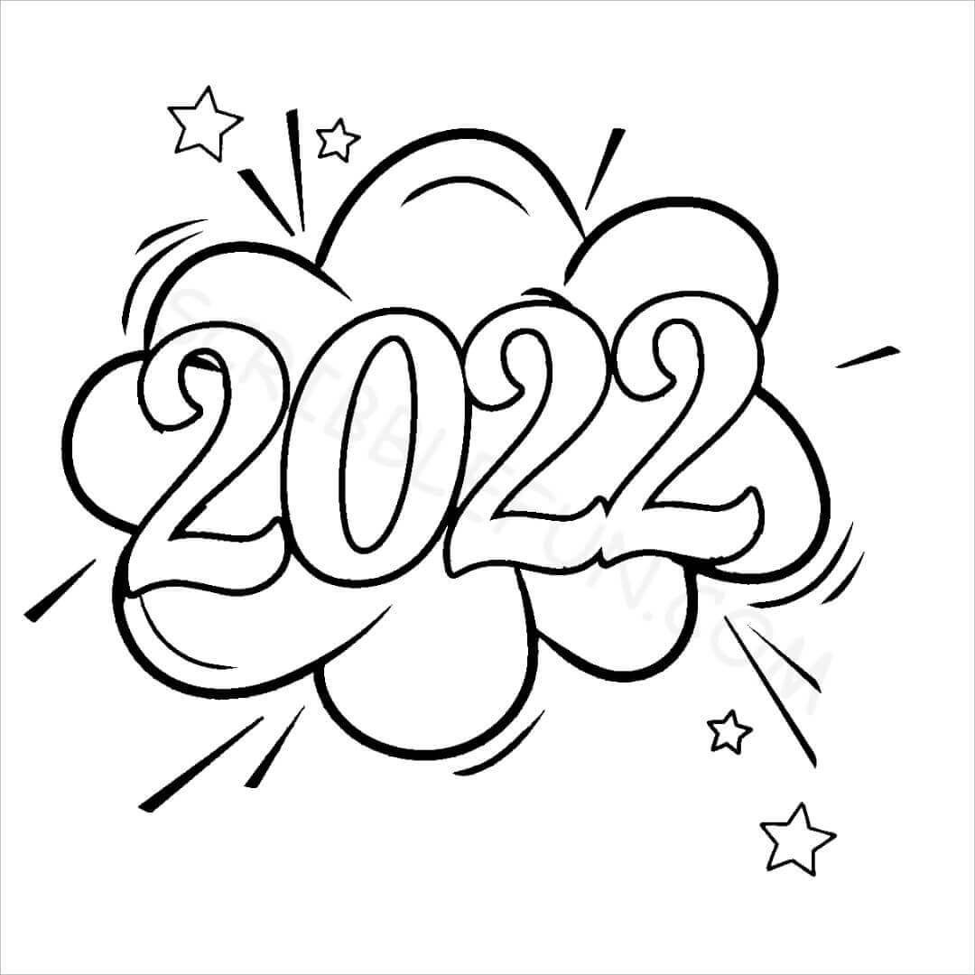 New Year 2022 colouring pages
