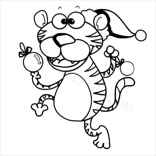 Tiger wishing new year 2022 coloring page