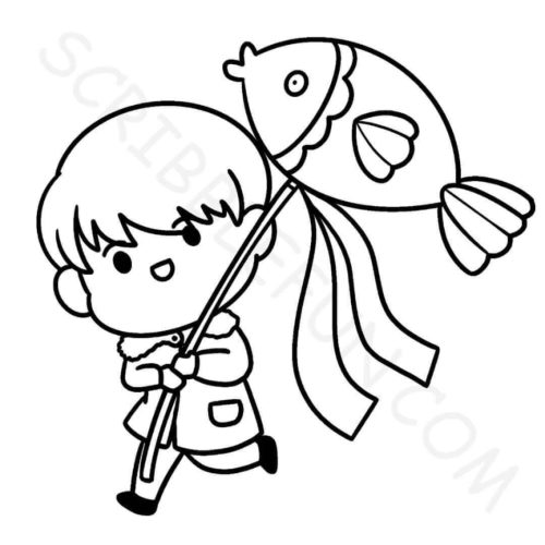 Boy with fish shaped lantern