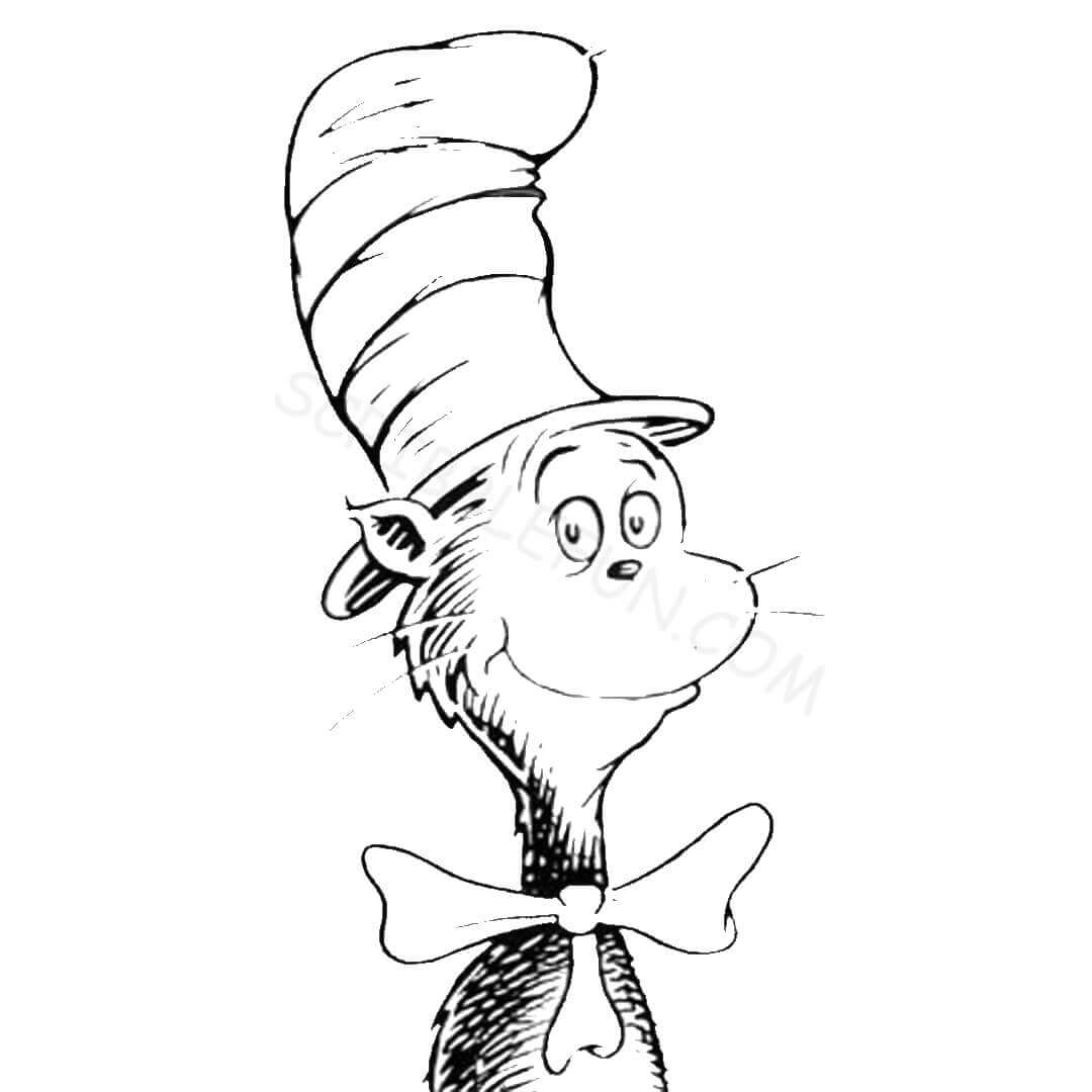 Cat in the hat face coloring page