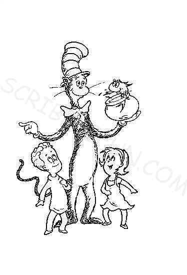 Dr Seuss the cat in the hat coloring pages
