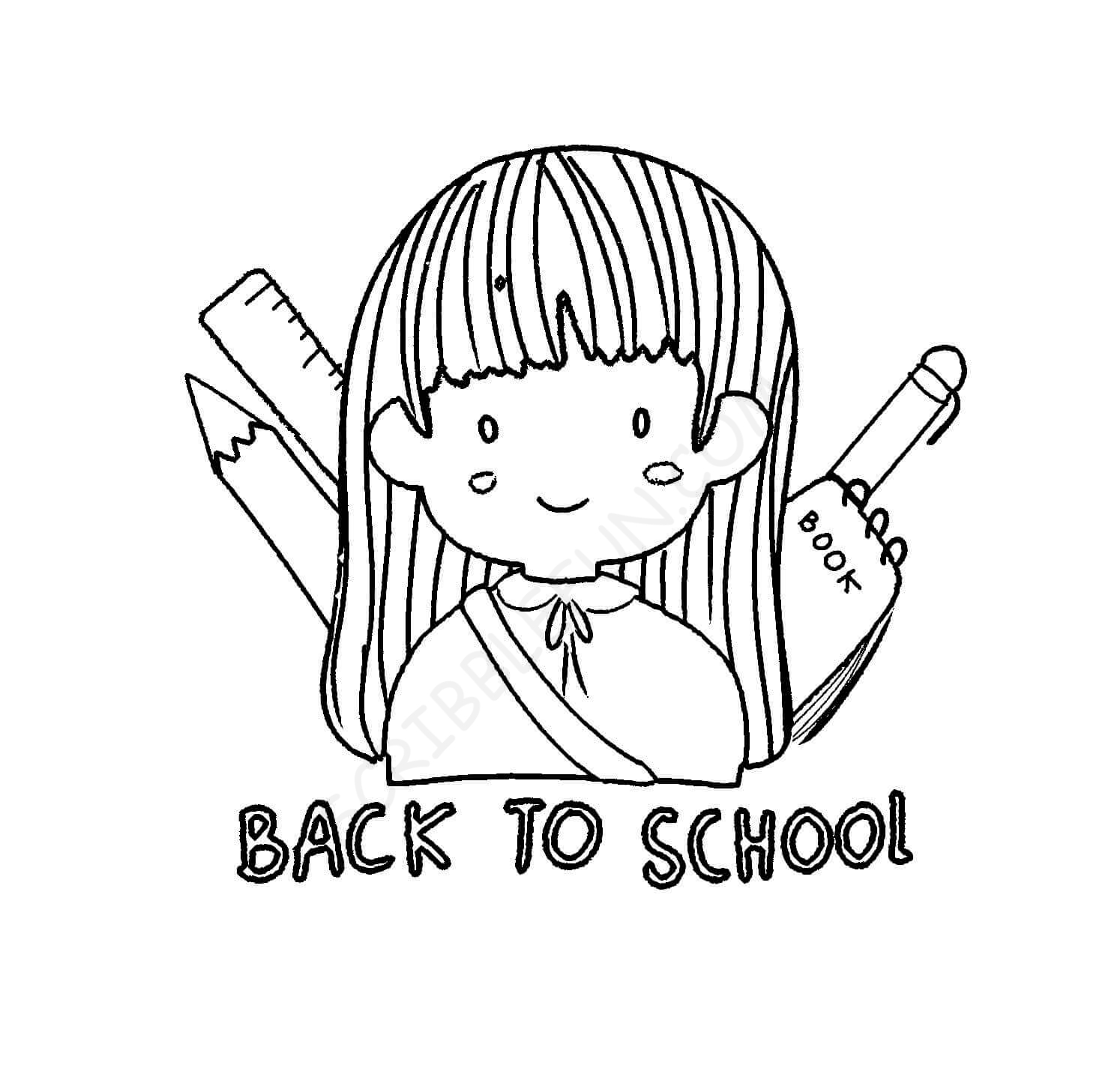 Girl is back to school coloring pages