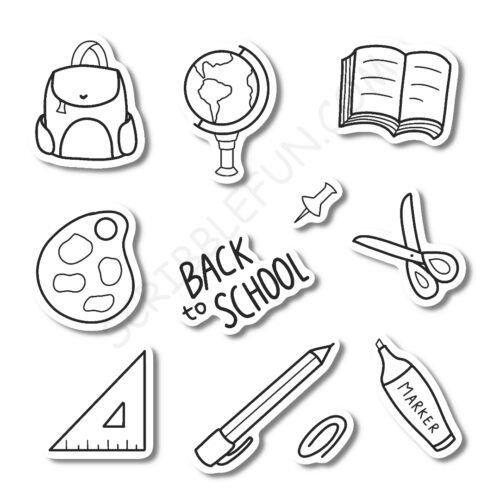 School supplies coloring page