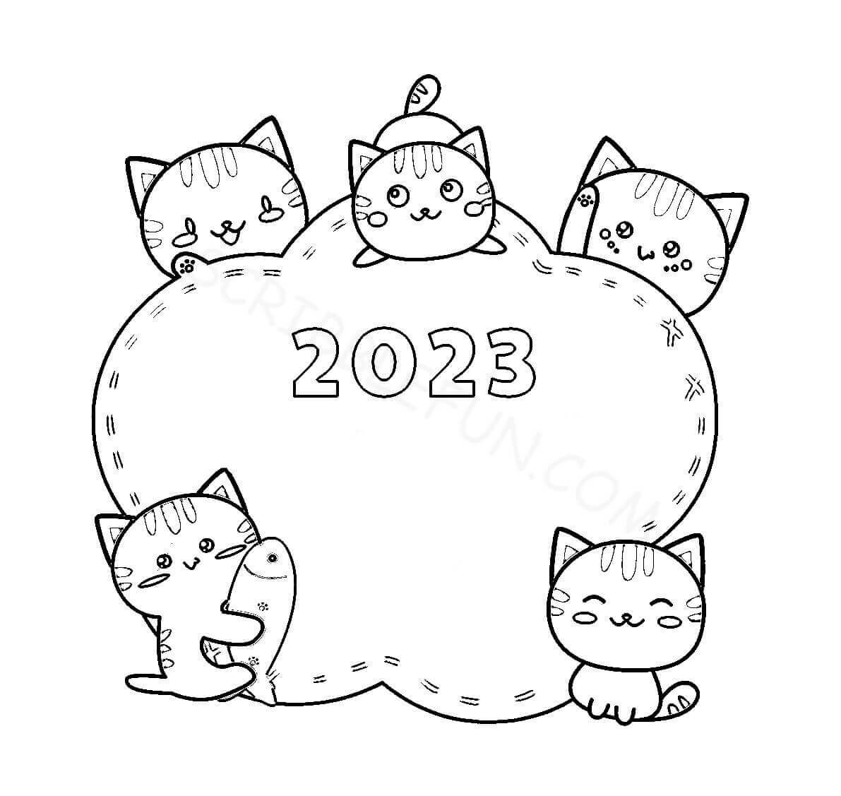 Happy New Year coloring pages 2023