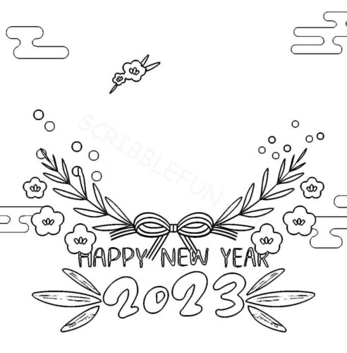 New Year 2023 colouring pages