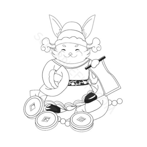 Rabbit sign of wealth coloring page