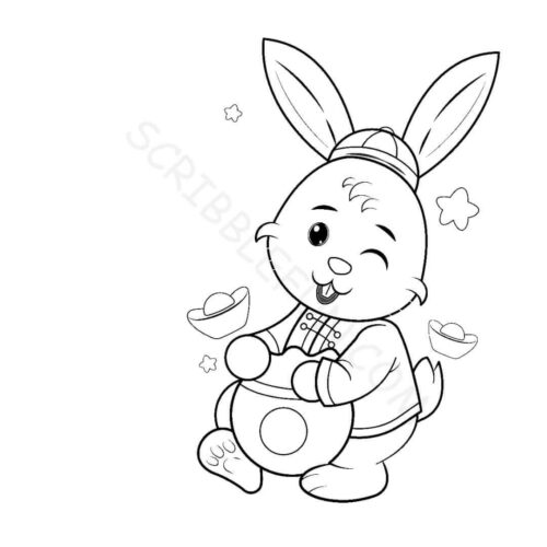 Year of rabbit colouring pages