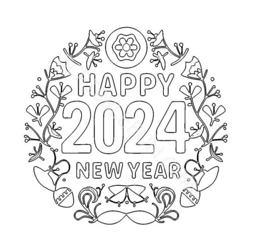 New Year 2024 coloring picture