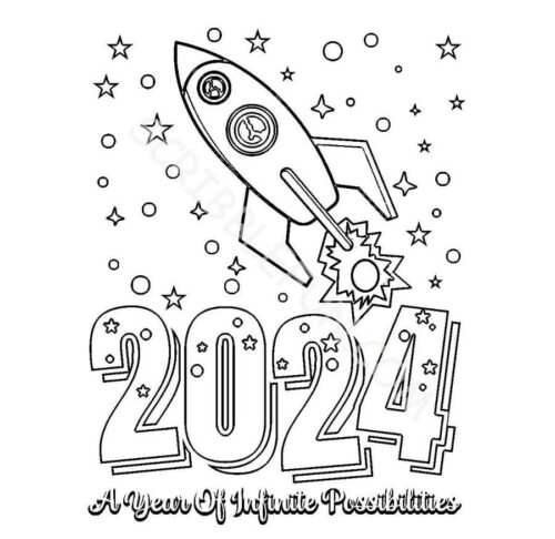 New Year 2024 coloring pictures to print
