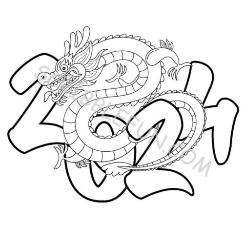 2024 year of dragon coloring page