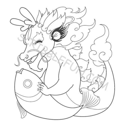 Dragon with fish
